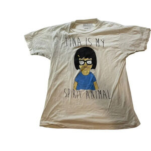 Ripple Junction MEDIUM Bob's Burgers "Tina Is My Spirit Animal" White Shirt